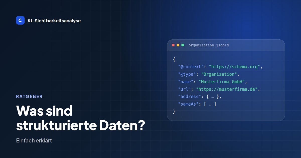 Code-Editor mit einem Organization-Markup in JSON-LD.